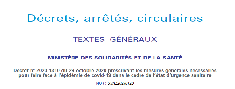 Décret n°2020-1310 du 29 octobre 2020 - Mesures concernant le domaine funéraire