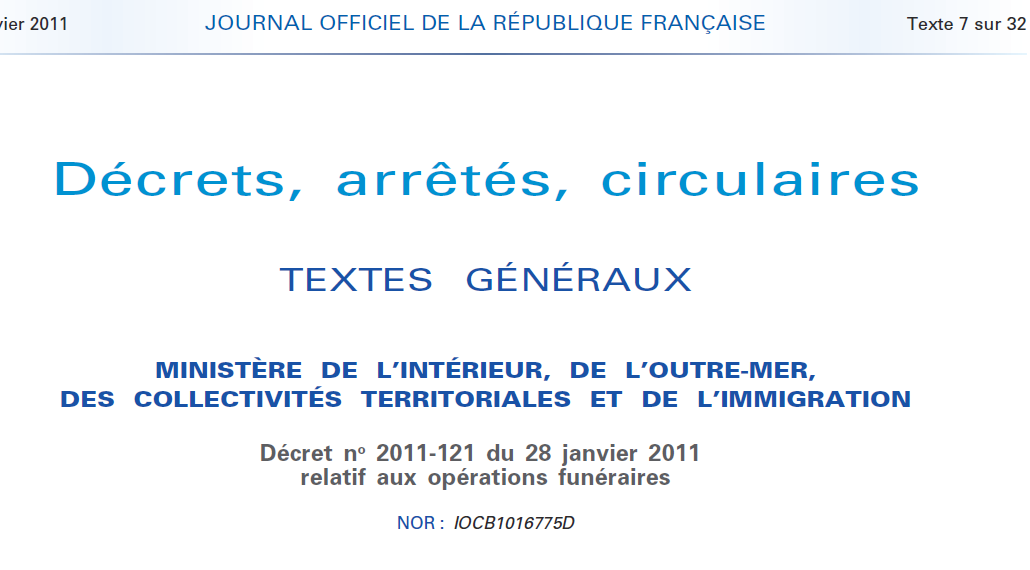 Décret n°2020-1567 du 11 décembre 2020 - Mesures concernant le domaine funéraire